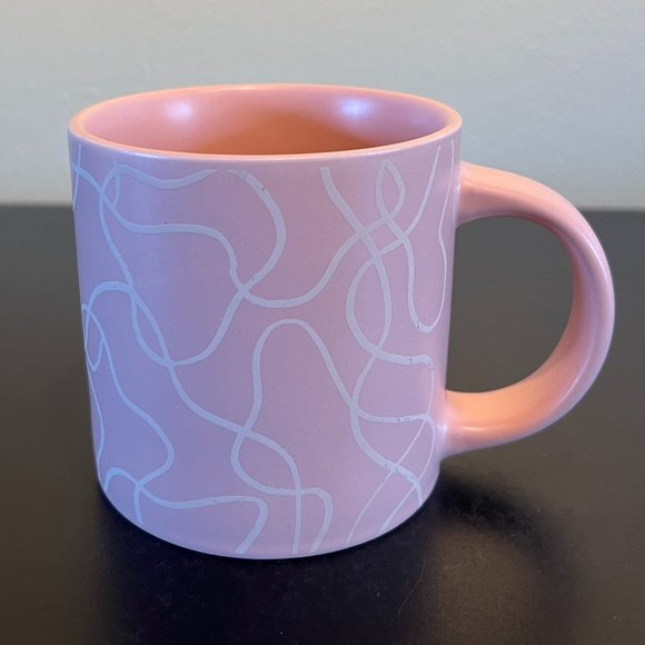 Set of 2  WK WHITNEY KERNEY Pastel Stoneware Mugs Abstract Incised Line Designs - Picture 3 of 7